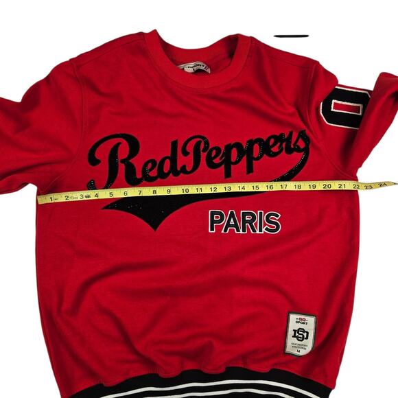 SD Sport Red Peppers Paris Sweatshirt Size Medium Baseball - Picture 4 of 6